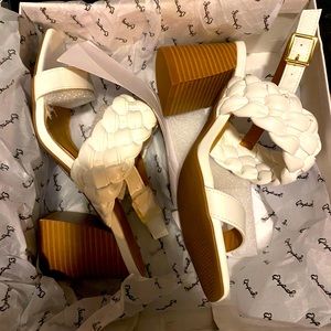 White wedge sandals size 8.5 new in box